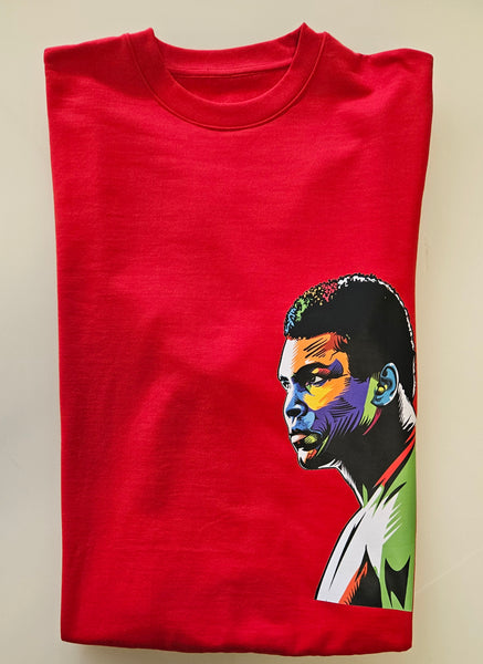 "The Greatest." Red crewneck sweatshirt.