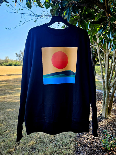 "Sunrise" Black crewneck sweatshirt